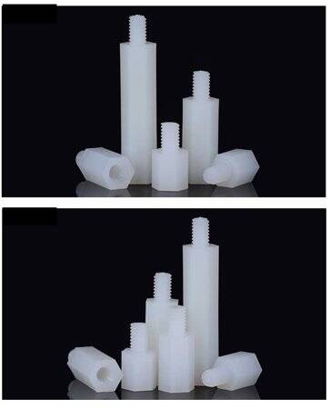 M3x7+6mm White Hexagonal Nylon Column Single Head - 5
