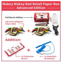 Makey Set Deluxe Kit With USB Cable Dupond Line Alligator Clips for Children Kids With English Instruction and Red Retail box - 12