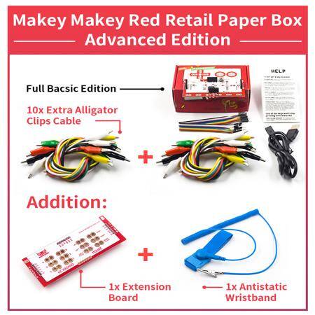 Makey Set Deluxe Kit With USB Cable Dupond Line Alligator Clips for Children Kids With English Instruction and Red Retail box - 12