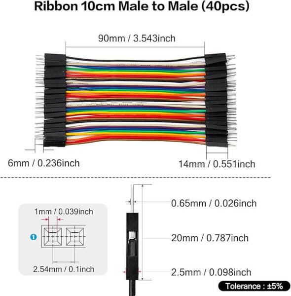  Male to Male Dupont Line 40 Pin 10cm 24AWG - 3