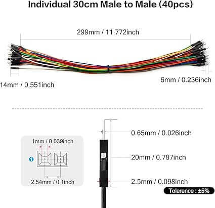  Male to Male Dupont Line 40 Pin 30cm 24AWG - 3