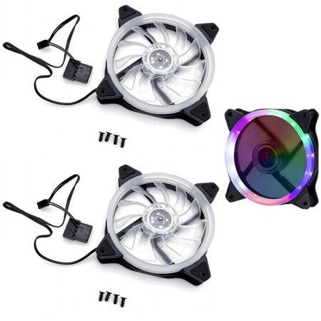 Mavi 12025 12V DC Led Sessiz Çift Diyaframlı Sessiz Egzoz Fan 15 Işıklı Boyut:120x120x25mm - 1