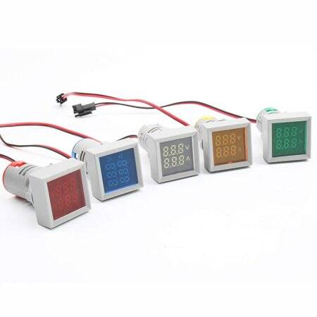 Mavi AC50-500V 0-100A 0-100Hz 22mm AD16-22AVHz Kare Kapaklı LED Voltmetre Ampermetre Hertz Metre - 1