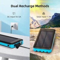 Mavi Çıkarılabilir Güneş Enerjisi Şarj Cihazı Hızlı Şarj 2000MA 6 Kartlı - 1
