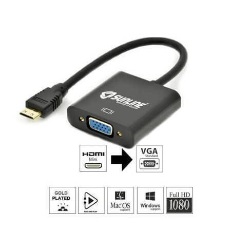 MİNİ HDMI-VGA ÇEVİRİCİ MİNİ HDMI - VGA DÖNÜŞTÜRÜCÜ 1080P - 1