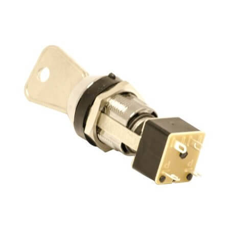 MIS8660 SWITCH KEYLOCK DPST 90° SOLDER 4/80A 240VAC - 1