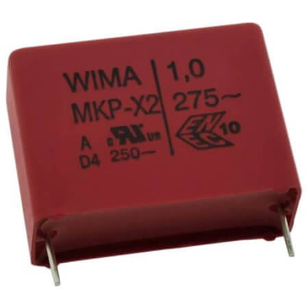 MKX21W41006D00K CAP.POL.1uF 275VAC 27.5MM X2 MKP WIMA - 1