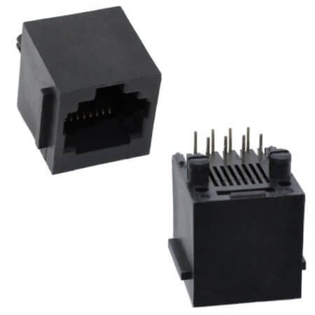 MODULAR JACK-8P8C CONN.MODULAR JACK 8P8C THT V/T UNSHIELDED W/EAR - 1