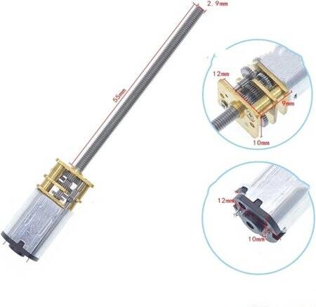 N20-M3 X 55 12V 60RPM Kaba ve Uzun Redüktörlü Motor N20 Vida Dişli Motor Minyatür Dişli Motor - 2