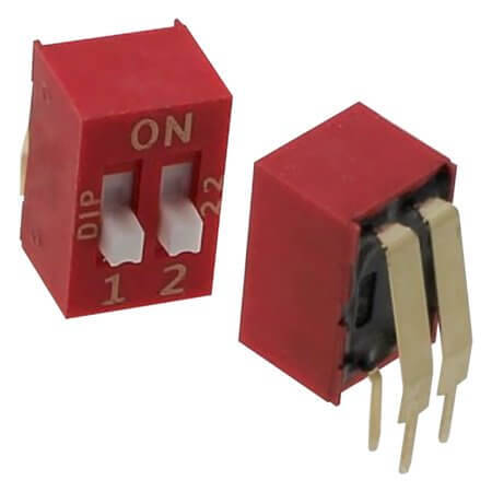 NDA-02V SWITCH DIP 2 Pos. SPST 25mA 24VDC THT R/A - 1