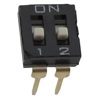 NDI-02H-V SWITCH DIP 2 Pos. SPST 25mA 24VDC THT V/T - 1