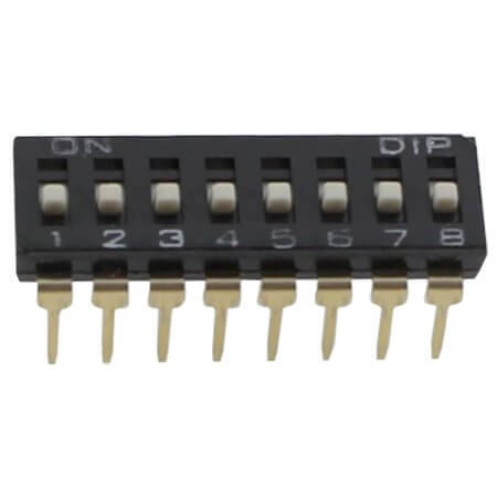 NDI-08S-V SWITCH DIP 8 Pos. SPST 25mA 24VDC THT V/T - 1