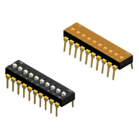 NDIR-08H-T-V SWITCH DIP 8 Pos. SPST 25mA 24VDC THT V/T - 1