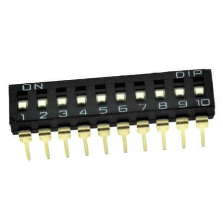 NDIR-10H-V SWITCH DIP 10 Pos. SPST 25mA 24VDC THT V/T - 1