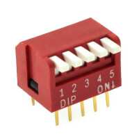NDPL-05-V SWITCH DIP 5 Pos. SPST 25mA 24VDC THT V/T - 1