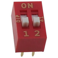NDS-02V SWITCH DIP 2 Pos. SPST 25mA 24VDC THT V/T - 1