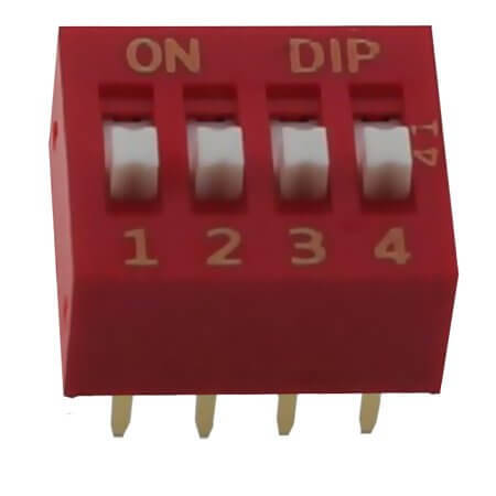 NDS-04V SWITCH DIP 4 Pos. SPST 25mA 24VDC THT V/T - 1