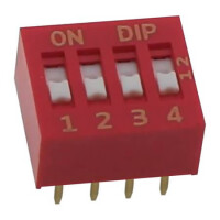 NDSR-04V SWITCH DIP 4 Pos. SPST 25mA 24VDC THT V/T - 1