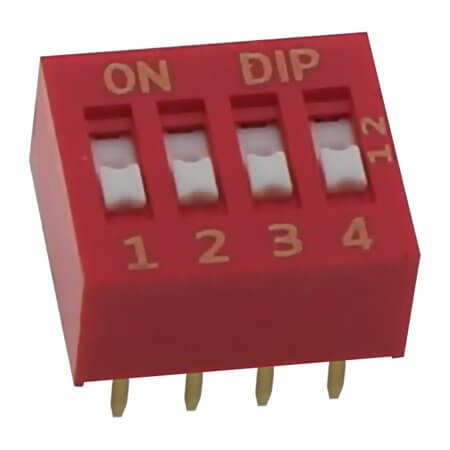 NDSR-04V SWITCH DIP 4 Pos. SPST 25mA 24VDC THT V/T - 1