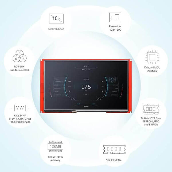 Nextion NX1060P101-011R-I 10.1 Inch Resistive Touch Screen Man-machine Interface HMI Kernel Enhanced Version - 2