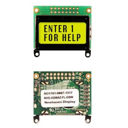 NHD-0208AZ-FL-GBW LCD CHARACTER 8X2 STN POSITIVE 5V - 1