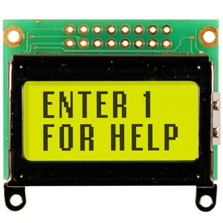 NHD-0208AZ-FL-YBW LCD CHARACTER 8X2 STN POSITIVE YELLOW GREEN 5V - 1