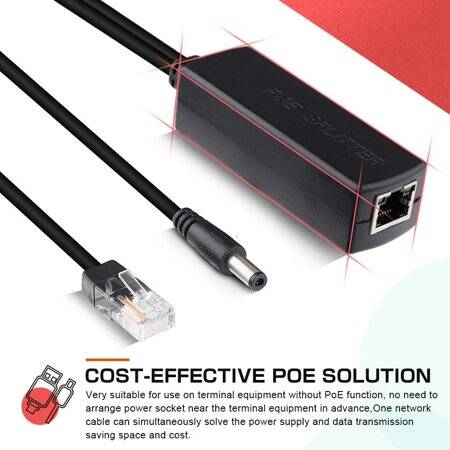 Non-Isolated DC5.5x2.1mm 100M PoE Splitter 48V To 12V1.2A - 2