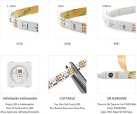 Non-Waterproof 5V WS2812B RGB5050 White SMD LED Strip 30 LED/Meter Flexible 5M/Roll IP30 - 3