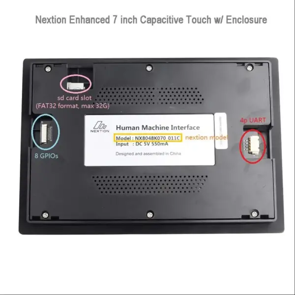 NX8048K070-011C - 7 Inch Nextion HMI Multi-Touch Kapasitif TFT Dokunmatik LCD Ekran ve Muhafaza - 800x400 - 32MB Hafıza - 2