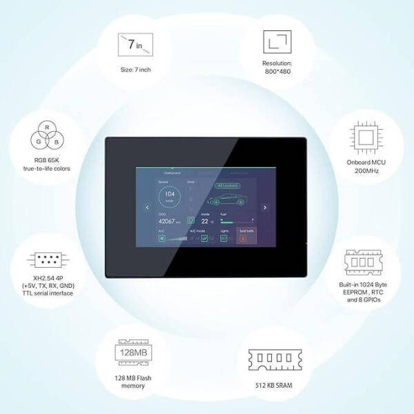 NX8048P070-011C-Y - 7 Inch Nextion HMI Kapasitif Dokunmatik LCD Ekran ve Muhafazalı - 2