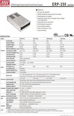 Original Taiwan MEAN WELL ERP-350-12 Rainproof Power Supply - 2