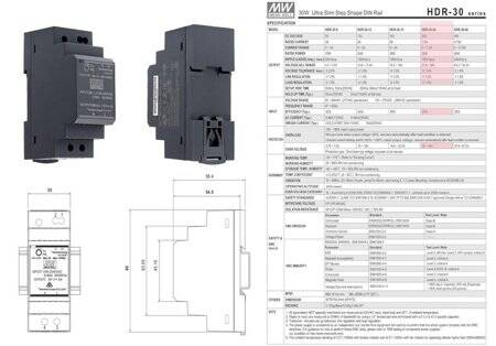 Original Taiwan MEAN WELL HDR-30-24 Rail Type Power Supply - 2