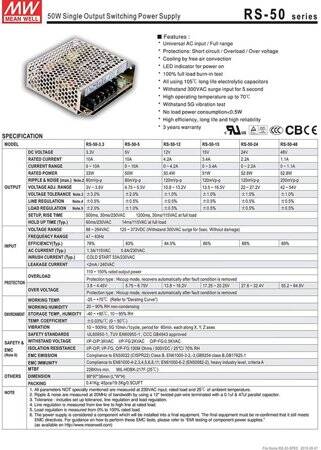 Original Taiwan MEAN WELL RS-50-5 Power Supply - 3