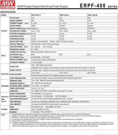 Orijinal Tayvan MEAN WELL ERP-400-12 Su Geçirmez Güç Kaynağı - 2