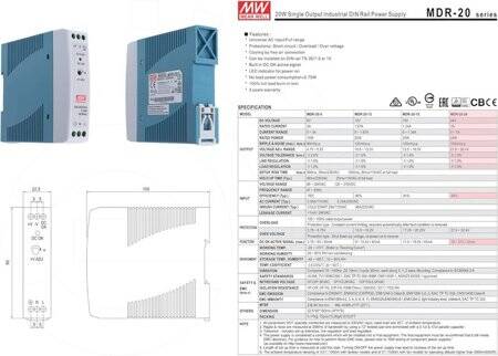 Orijinal Tayvan MEAN WELL MDR-20-24 Raylı Güç Kaynağı - 5