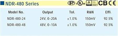 Orijinal Tayvan MEAN WELL NDR-480-24 Raylı Güç Kaynağı - 3