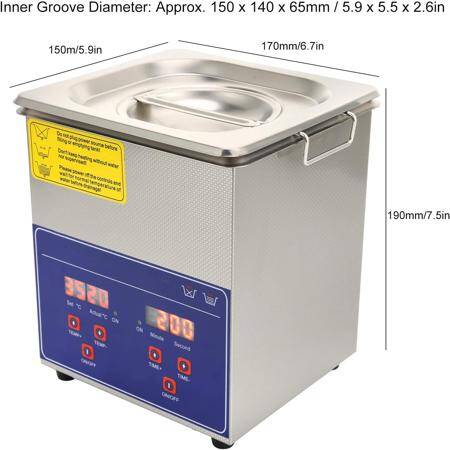 Paslanmaz Çelik Ultrasonik Temizleme Makinesi PS-08A 1.3L 40KHz 60W EU Fişli 220V - 2