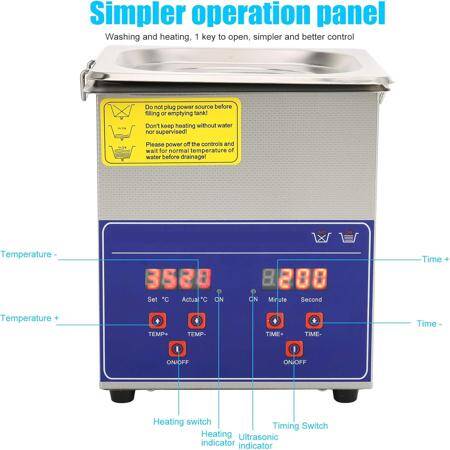 Paslanmaz Çelik Ultrasonik Temizleme Makinesi PS-08A 1.3L 40KHz 60W EU Fişli 220V - 3