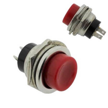 PBS-14R SWITCH PUSH BUTTON 3A 125VAC OFF-(ON) RED CAP - 1