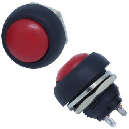 PBS-33B SWITCH PUSH BUTTON OFF-(ON) RED ROUND CAP - 1