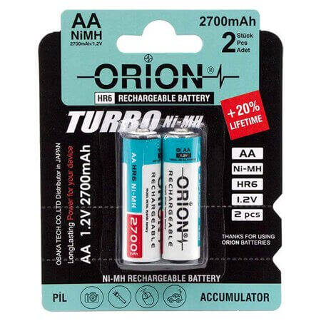 PİL ŞARJLI AA 2700 B2 ŞARJLI PİL NI-MH AA 1.2V 2700MAH BLISTER 2Lİ - 1