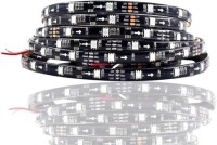 Plastik Kapaklı 12V WS2811 RGB5050 Siyah SMD LED Şerit 144 LED/Metre Esnek 5 Metrelik Makara IP67 - 1
