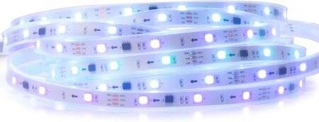 Plastik Kapaklı 12V WS2811 RGB5050 Siyah SMD LED Şerit 96 LED/Metre Esnek 5 Metrelik Makara IP67 - 1