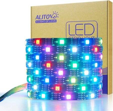 Plastik Kapaklı 12V WS2815 RGB5050 Siyah SMD LED Şerit 30 LED/Metre Esnek 5 Metrelik Makara IP67 - 1