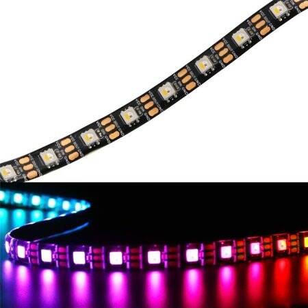 Plastik Kapaklı 5V SK6812 RGBCW 5050 Siyah Esnek 1M SMD LED Şerit 144 LED/Metre IP67 - 4