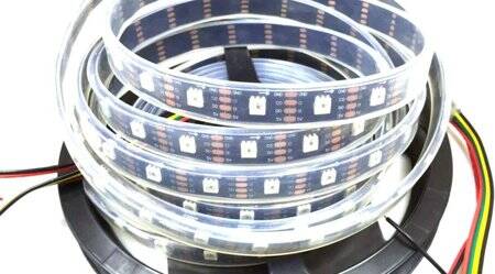 Plastik Kapaklı 5V SK9822 APA102C RGB5050 Siyah SMD LED Şerit 60 LED/Metre Esnek 5 Metrelik Makara IP67 - 1
