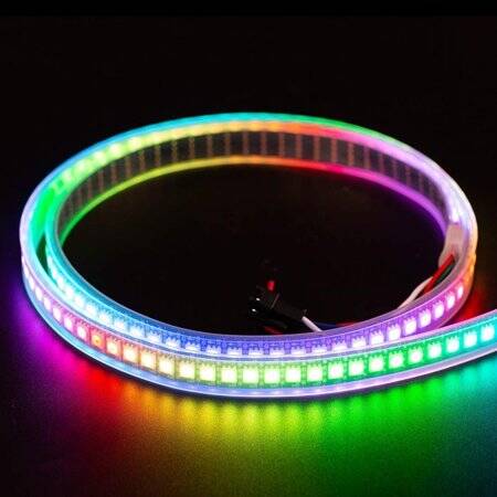 Plastik Kapaklı 5V WS2813B RGB5050 Siyah Esnek 1M SMD LED Şerit 144 LED/Metre IP67 - 2