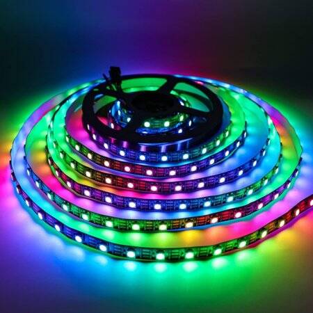 Plastik Kapaklı 5V WS2813B RGB5050 Siyah SMD LED Şerit 30 LED/Metre Esnek 5 Metrelik Makara IP67 - 2