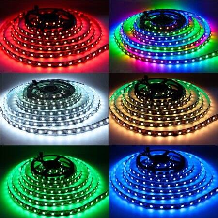 Plastik Kapaklı 5V WS2813B RGB5050 Siyah SMD LED Şerit 30 LED/Metre Esnek 5 Metrelik Makara IP67 - 4
