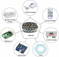 Plastik Kapaklı 5V WS2813B RGB5050 Siyah SMD LED Şerit 30 LED/Metre Esnek 5 Metrelik Makara IP67 - 5